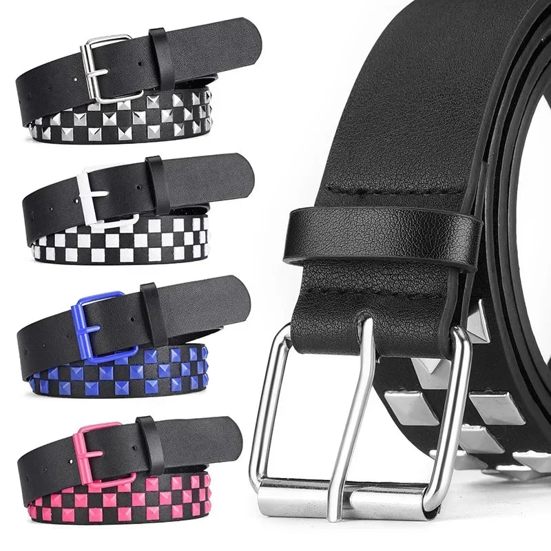 Gothic Punk Emo Square Studs Waist Belt (available in 4 colors)