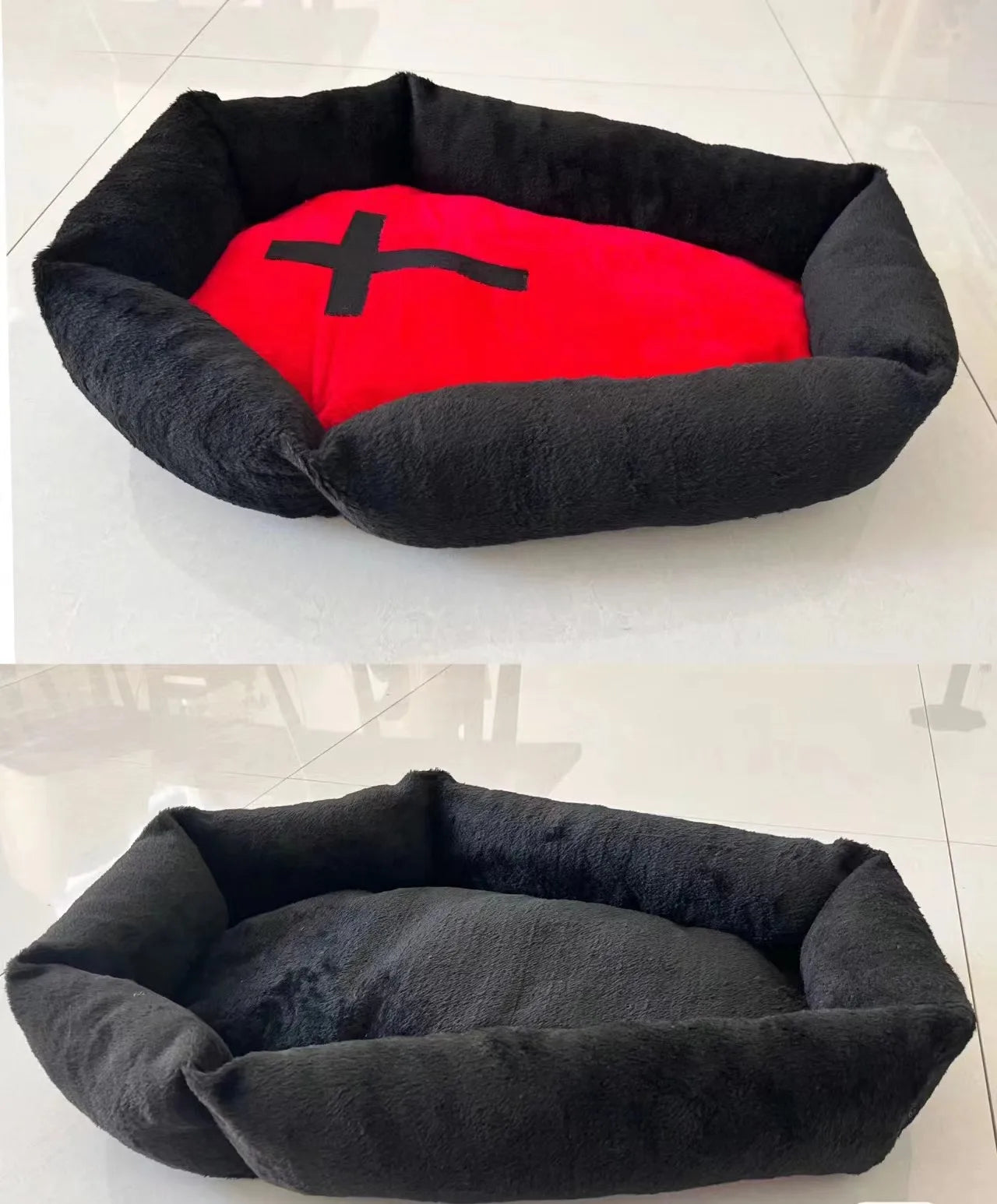 Gothic Halloween Cross Coffin Shaped Cat Puppy Pet Bed