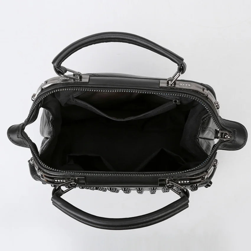 Gothic Alt Goth Rivets Crossbody Handbag Shoulder Bag