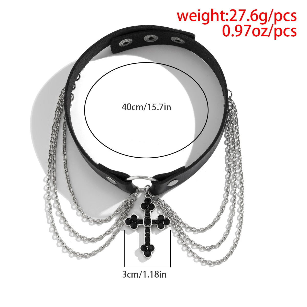 Gothic Black Cross Chain Choker Necklace