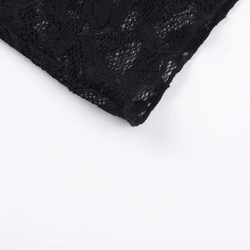 Gothic Vampire V-Neck Chain Beads Lace Bell Sleeves Top