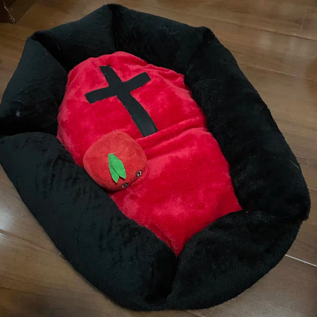 Gothic Halloween Cross Coffin Shaped Cat Puppy Pet Bed