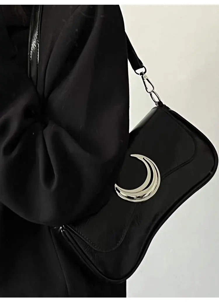 Gothic Dark Alt Goth Luna Moon Chain Small Shoulder Bag