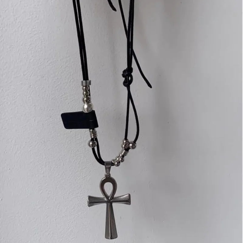 Gothic Y2K Alt Goth Ankh Cross Necklace