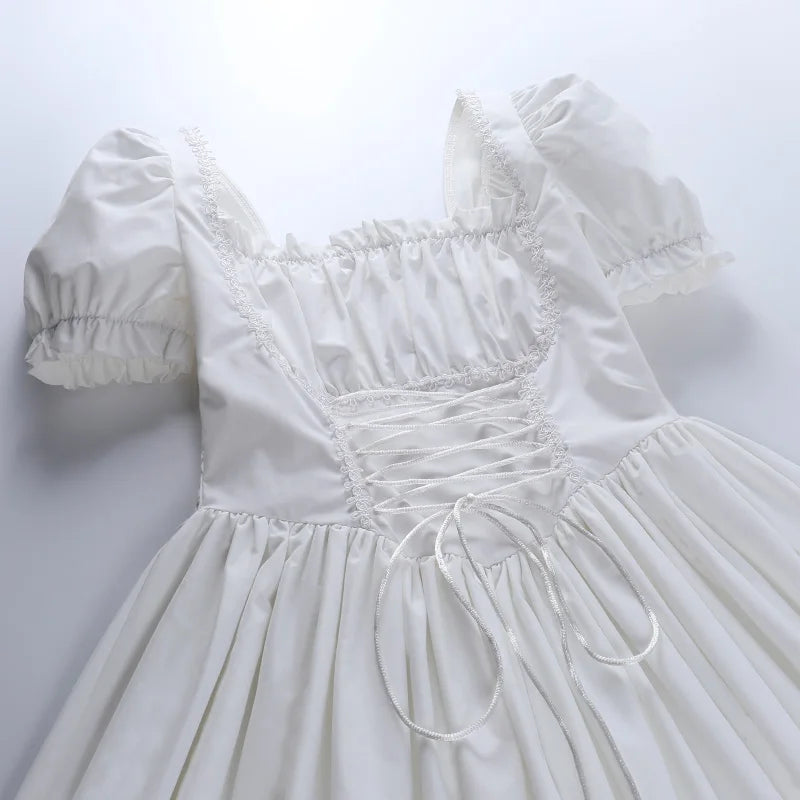 Gothic Vintage Corset Waist Lace Trim Mini Dress (available in 2 colors)