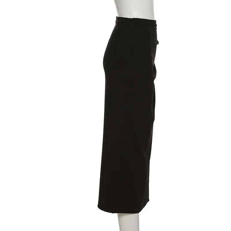 Gothic Oriental Style High Slit Midi Skirt