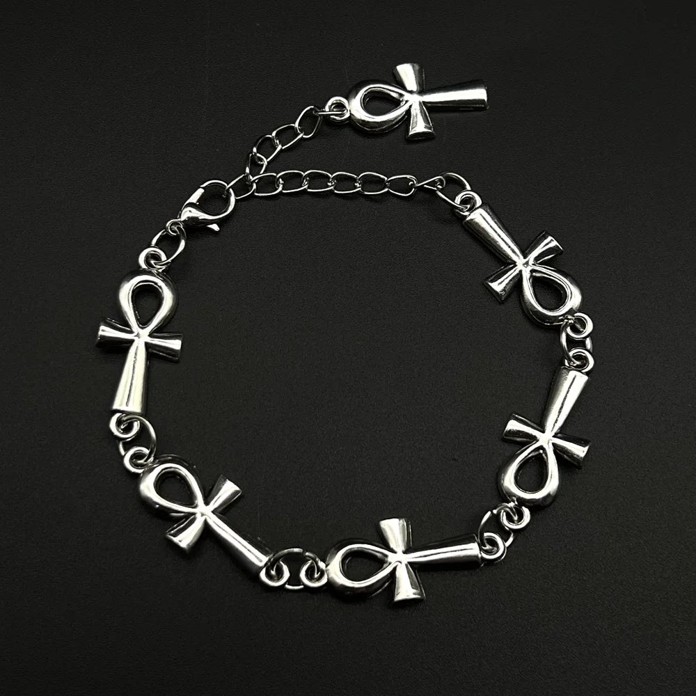 Gothic Ankh Cross Chain Bracelet