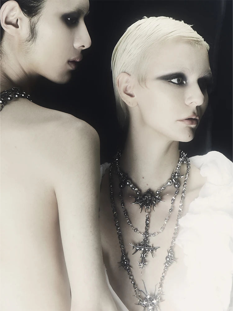 Gothic Cyberpunk Tassel Cross Necklace
