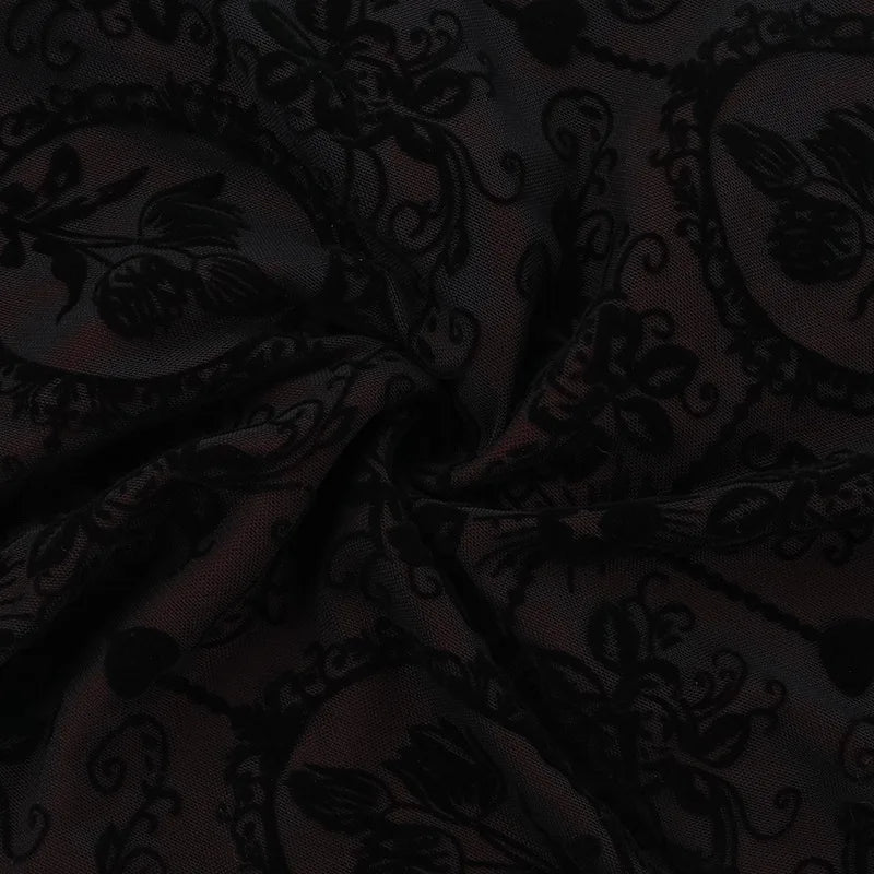 Gothic Alt Goth Dark Vintage Sheer Overlay Spaghetti Strap Dress