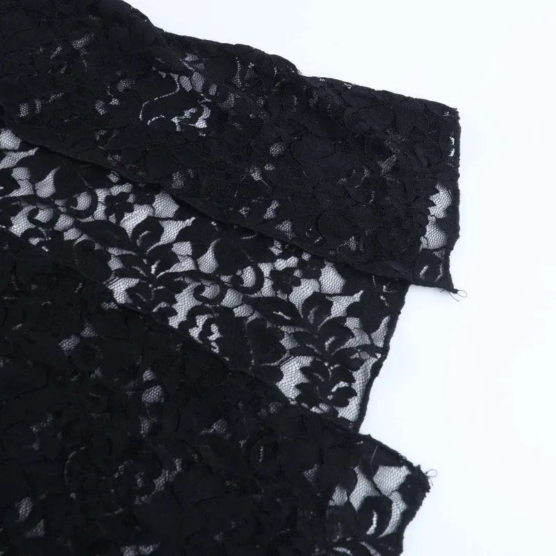 Gothic Alt Goth Halter Lace See Through High Slit Bodycon Long Dress