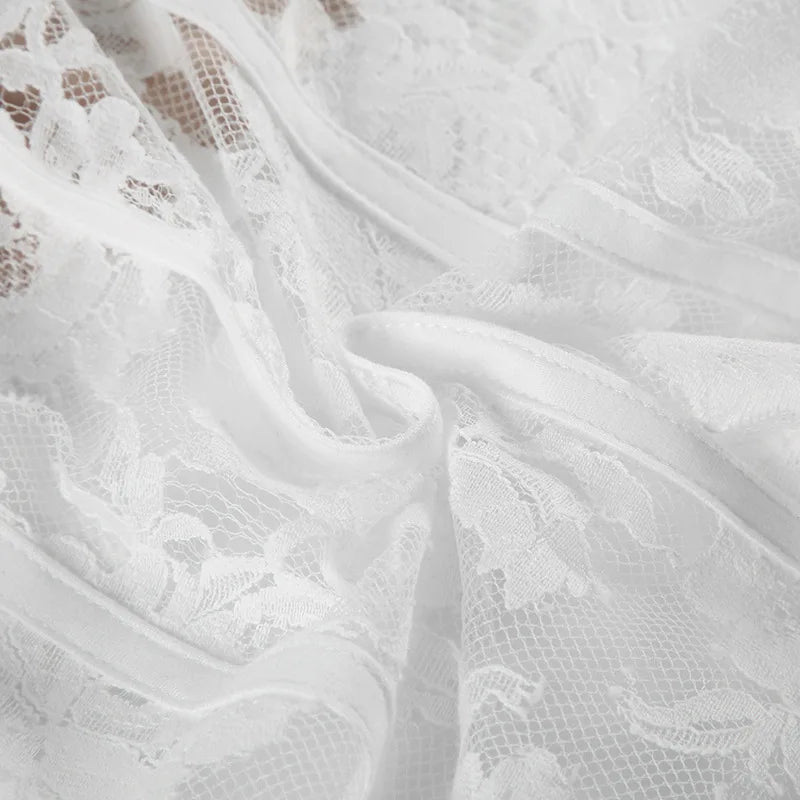 Gothic Romantic Goth Puff Sleeve Corset Waist White Lace Mini Dress