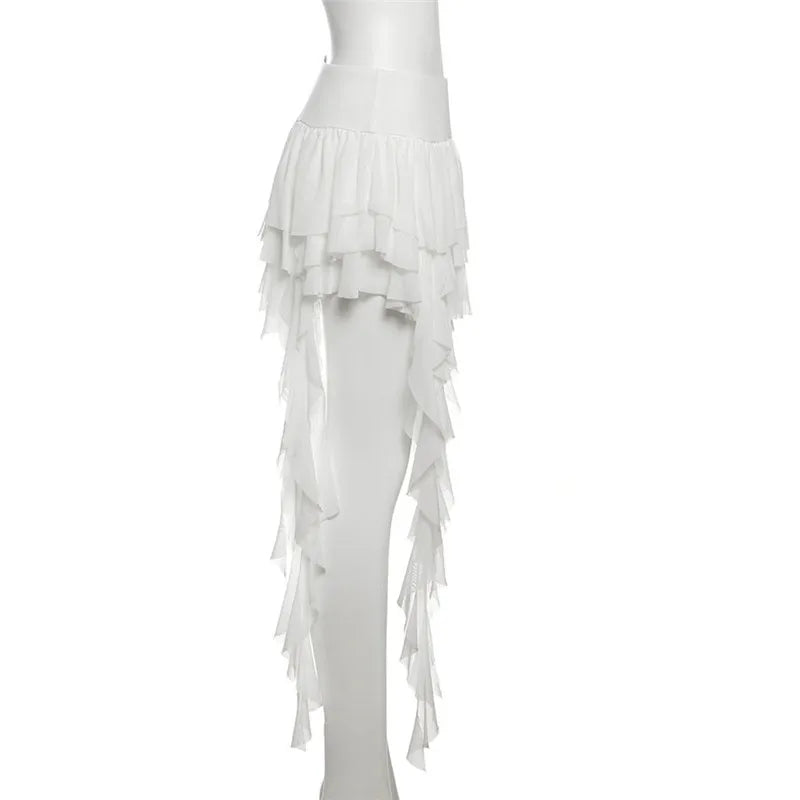 Gothic Romantic Goth Layered Ruffles Tassels Mini Skirt (available in 2 colors)