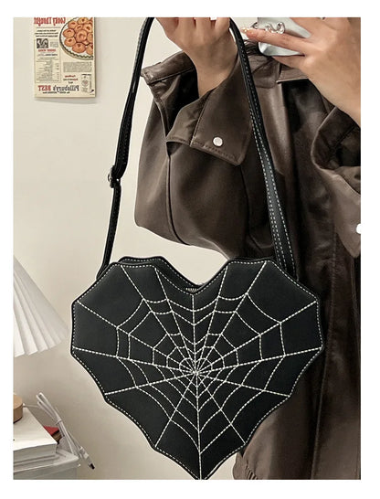 Gothic Heart Spider Web Multiway Backpack Shoulder Bag