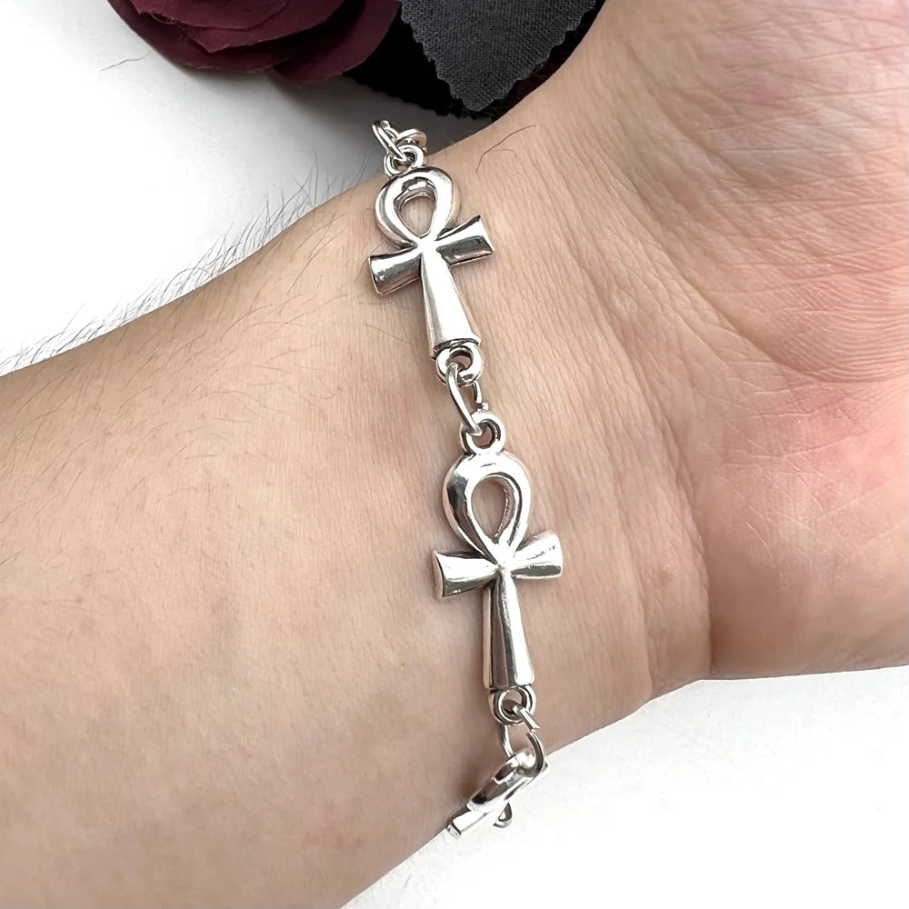 Gothic Ankh Cross Chain Bracelet