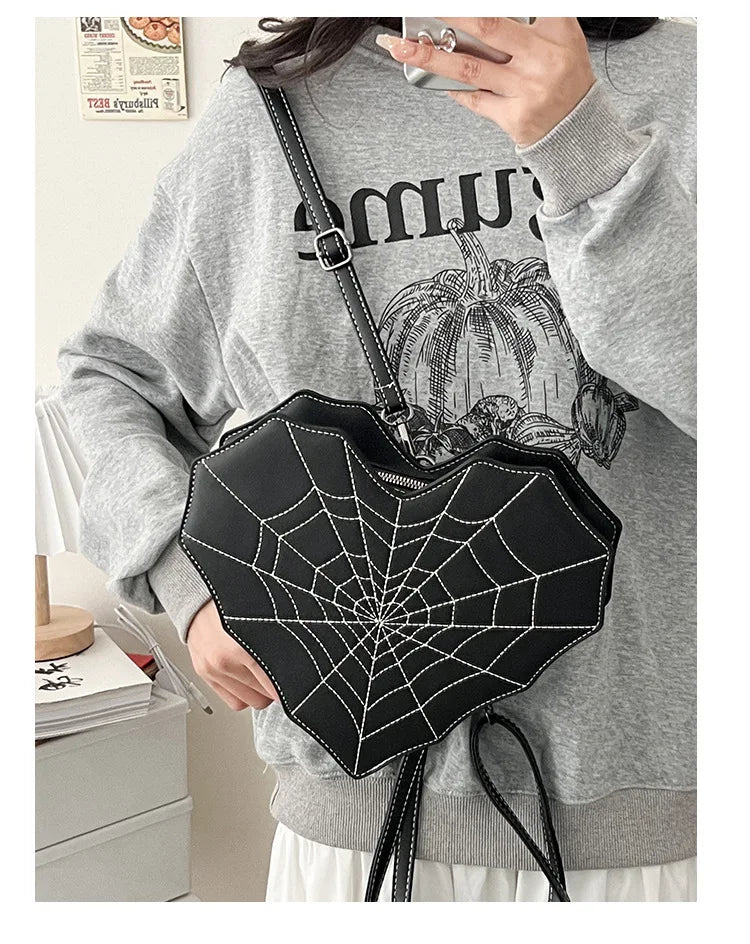 Gothic Heart Spider Web Multiway Backpack Shoulder Bag