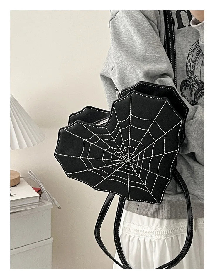 Gothic Heart Spider Web Multiway Backpack Shoulder Bag