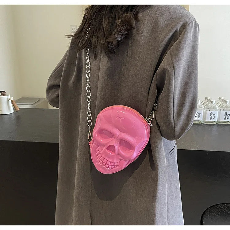 Gothic Alt Goth Skull Chain Crossbody Bag (available in 3 colors)
