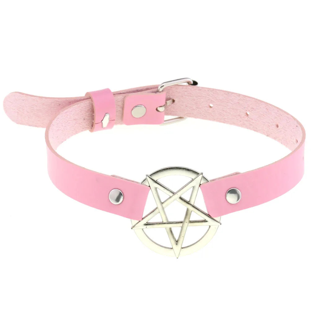 Gothic Witch Pentagram Collar Choker Necklace