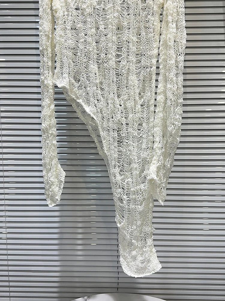 Gothic Alt Goth Y2K Distressed Knitted Irregular Hem Sweater Top (available in 2 colors)