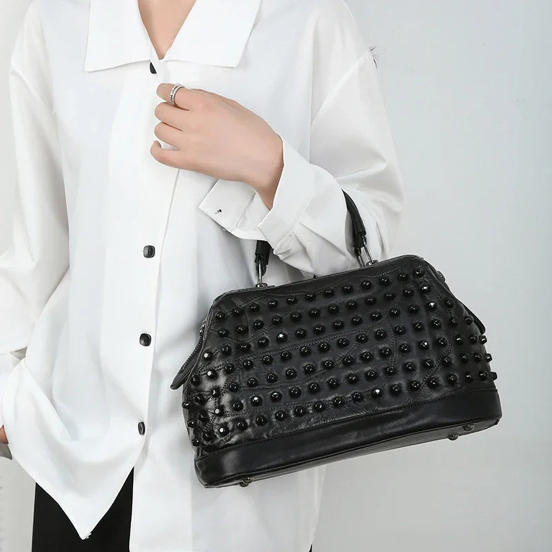 Gothic Alt Goth Rivets Crossbody Handbag Shoulder Bag