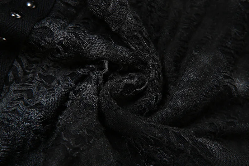 Gothic Y2K Cyber Goth Hooded Cold Shoulder Top