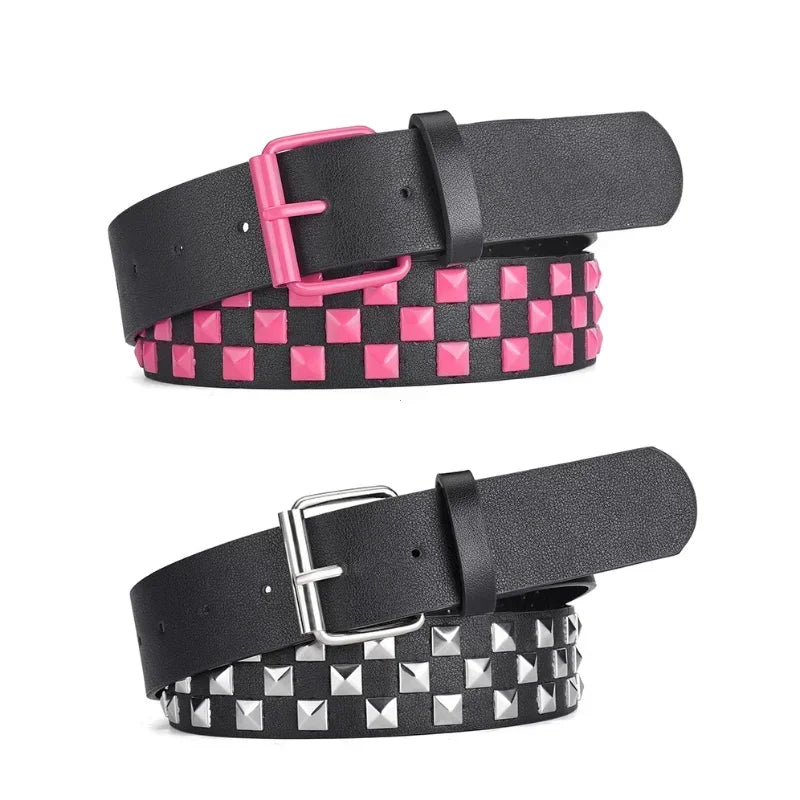 Gothic Punk Emo Square Studs Waist Belt (available in 4 colors)