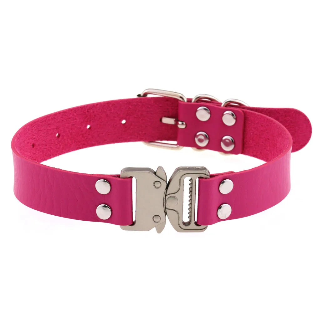 Gothic Punk Harajuku Buckle Choker Necklace (available in 7 colors)