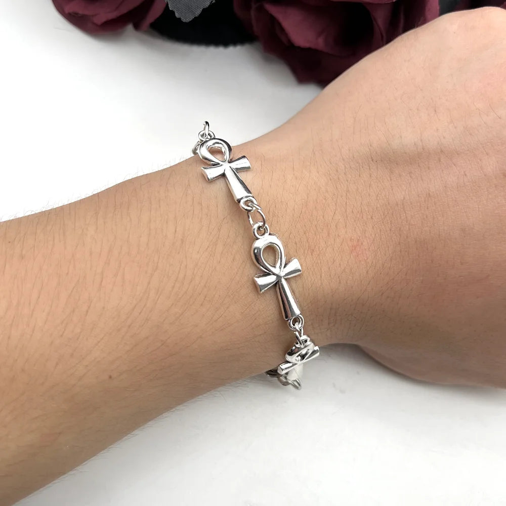 Gothic Ankh Cross Chain Bracelet