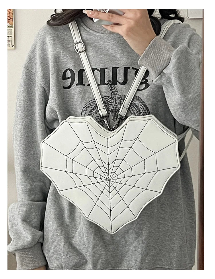 Gothic Heart Spider Web Multiway Backpack Shoulder Bag