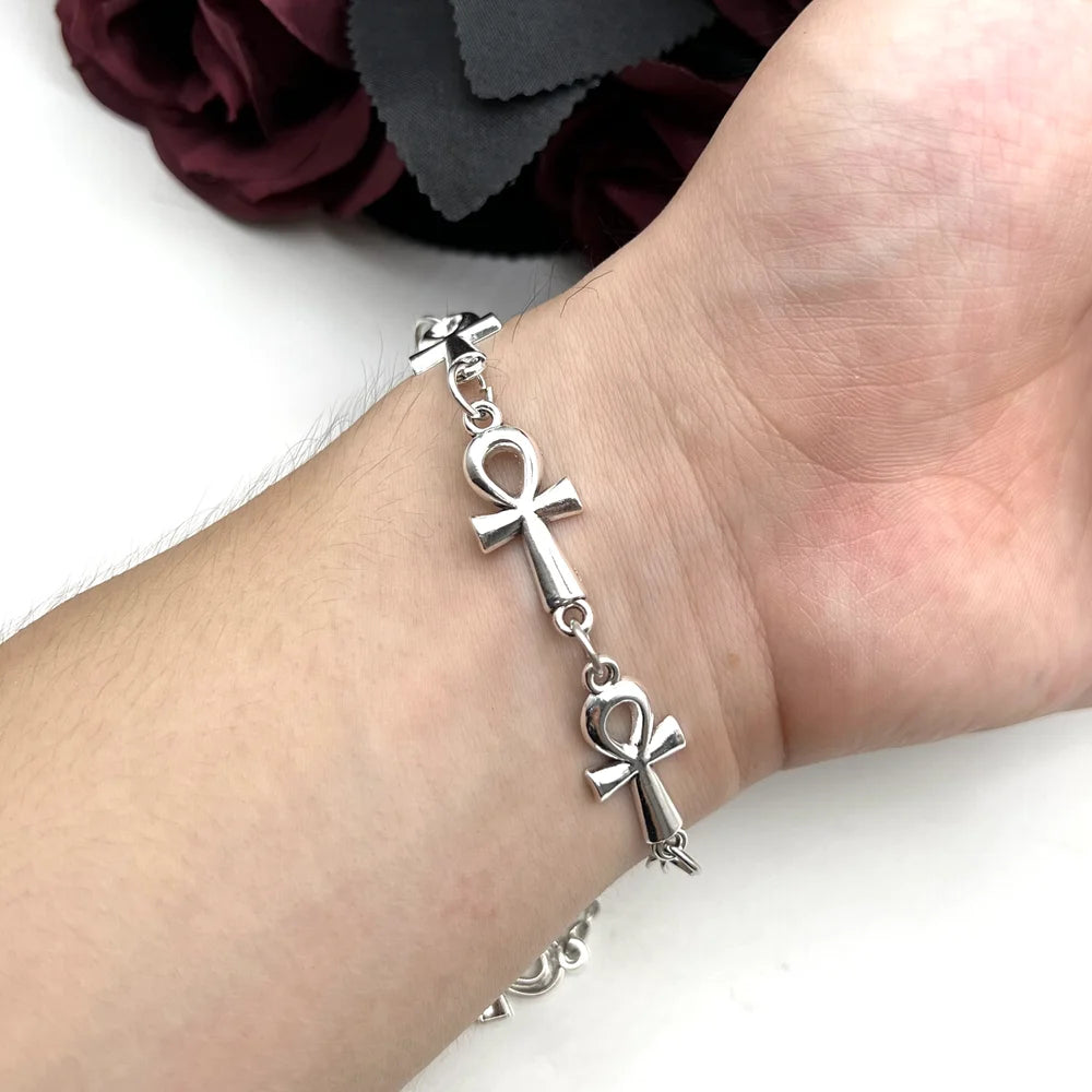 Gothic Ankh Cross Chain Bracelet