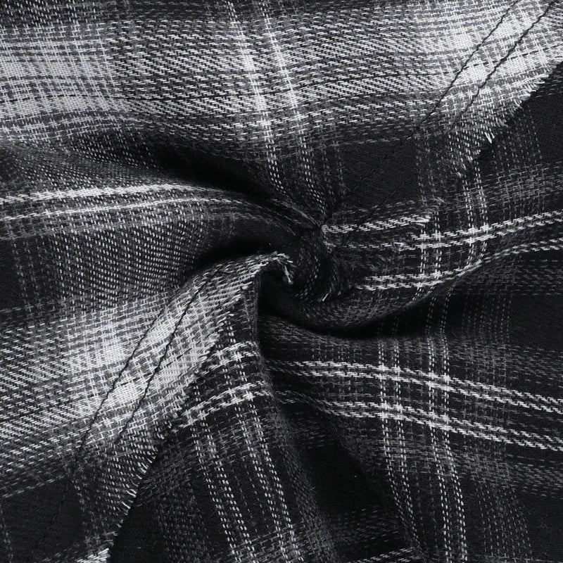 Gothic Grunge Alt Goth Harajuku Black White Plaid Irregular Hem Mini Skirt
