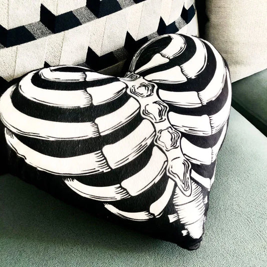 Gothic Skeleton Heart Pillow Cushion