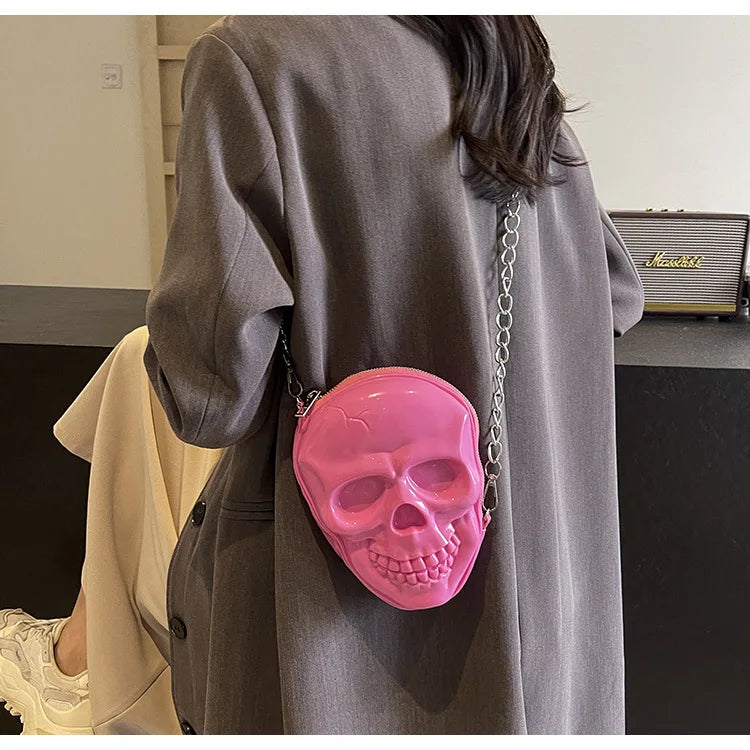 Gothic Alt Goth Skull Chain Crossbody Bag (available in 3 colors)