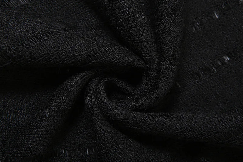 Gothic Alt Goth Y2K Knitted Distressed Skirt Overlay Flared Pants