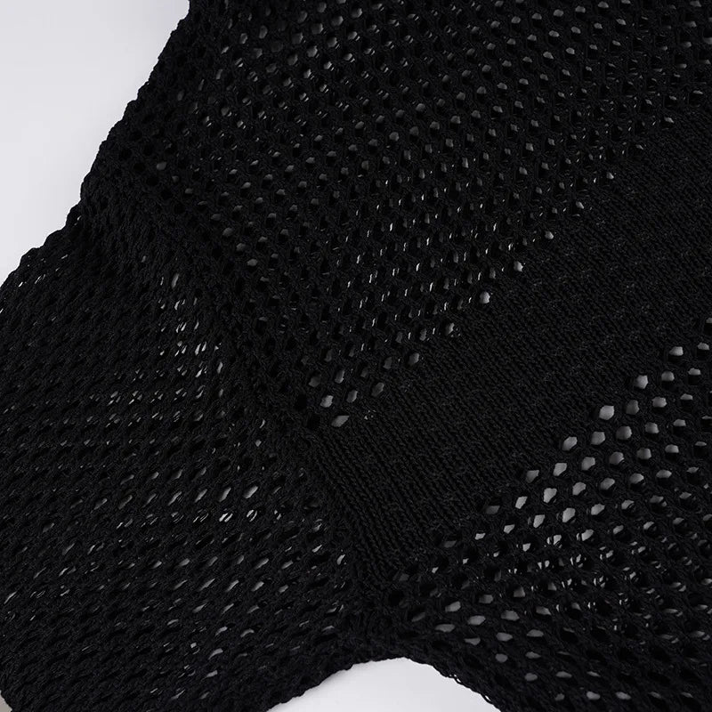 Gothic Y2K Alt Goth Punk Fishnet Mesh Cross Patchwork Long Sleeve Cover Up Top
