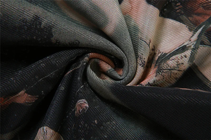 Gothic Alt Goth Y2K Rave Printed Bodycon Tube Dress