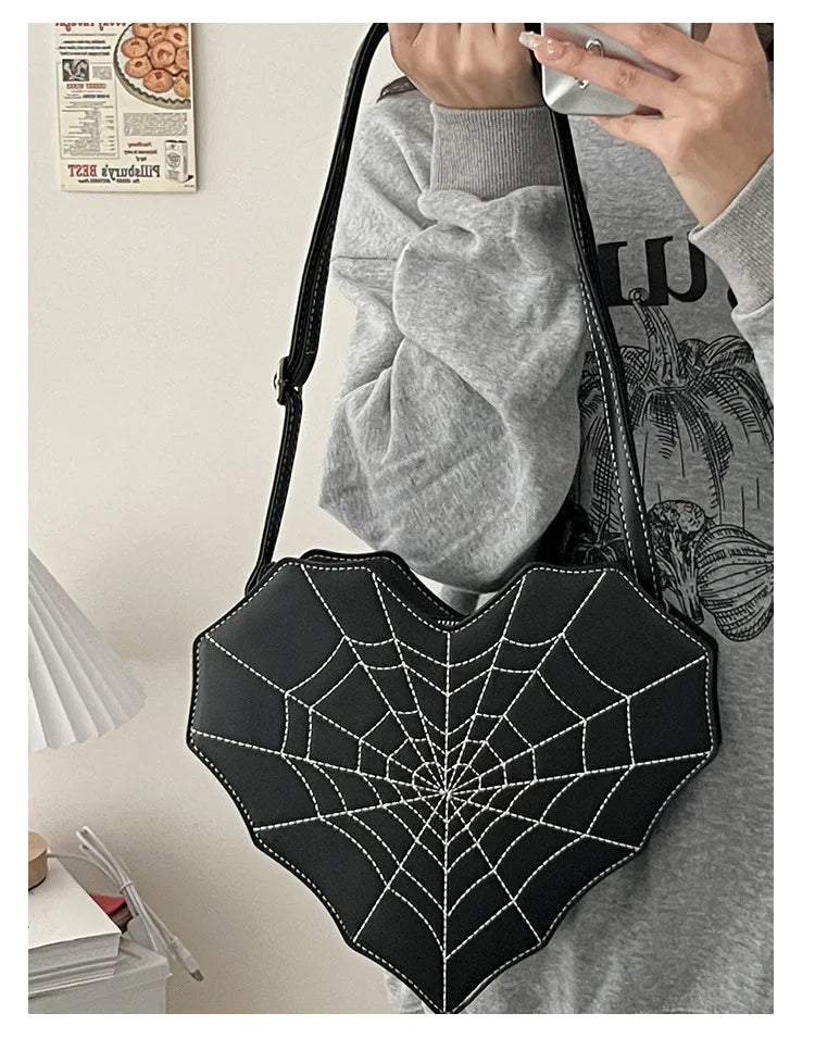 Gothic Heart Spider Web Multiway Backpack Shoulder Bag