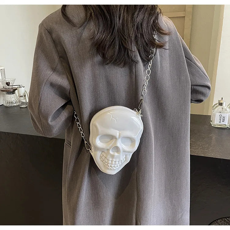 Gothic Alt Goth Skull Chain Crossbody Bag (available in 3 colors)