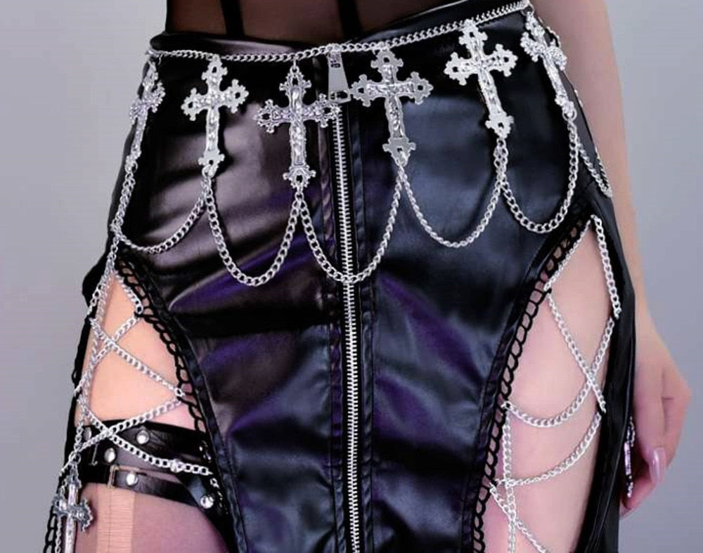 Gothic Cross Chain Waist Belt