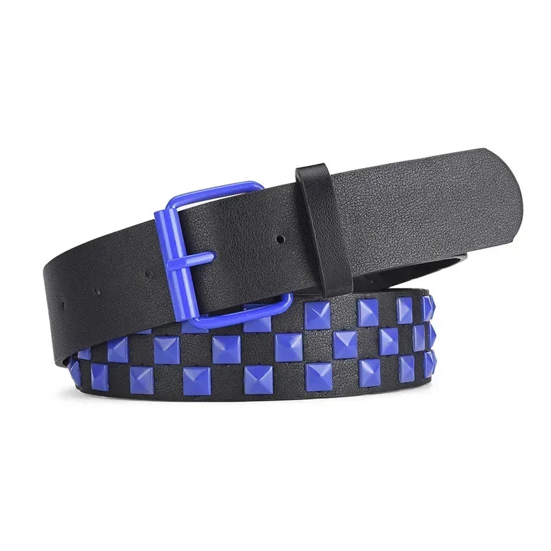 Gothic Punk Emo Square Studs Waist Belt (available in 4 colors)