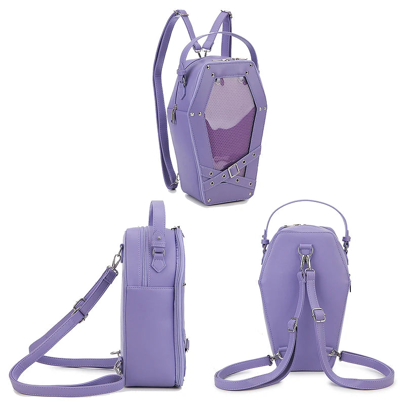 Gothic 90's Goth Coffin Backpack Handbag Crossbody Bag
