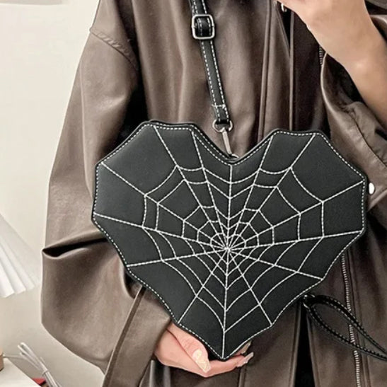 Gothic Heart Spider Web Multiway Backpack Shoulder Bag