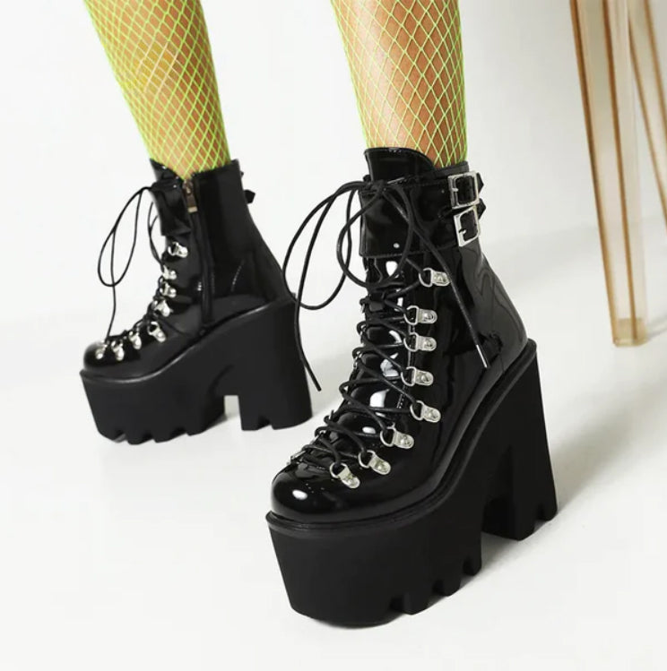 Gothic Belt Buckle Strap Ankle Platform Boots