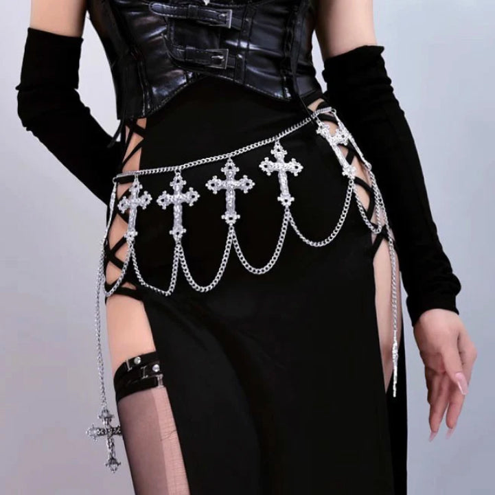 Gothic Cross Chain Waist Belt