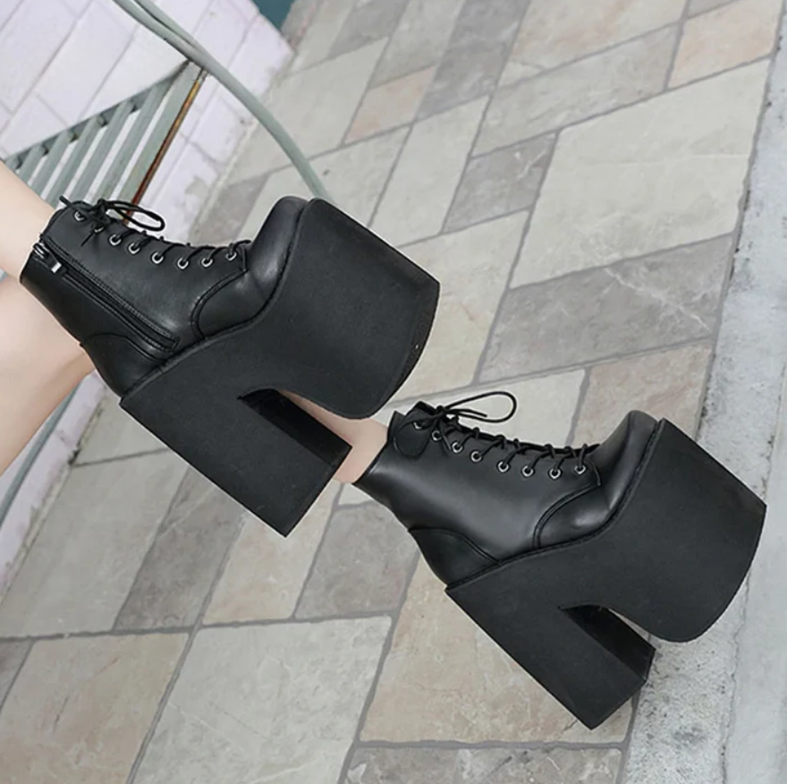 Gothic Alt Goth Lace Up Extreme Platform Ankle Boots
