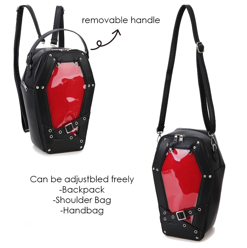 Gothic 90's Goth Coffin Backpack Handbag Crossbody Bag