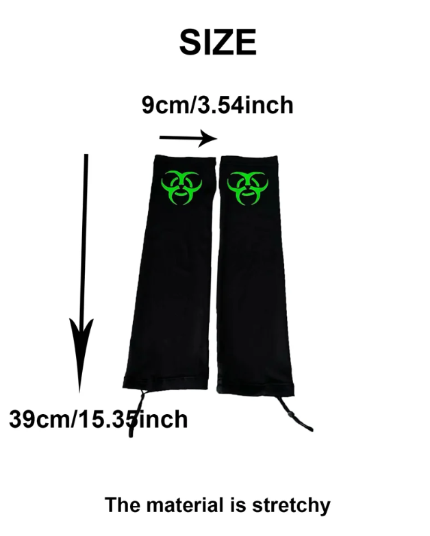 Cybergoth Y2K Rave Biohazard Arm Sleeves Gloves