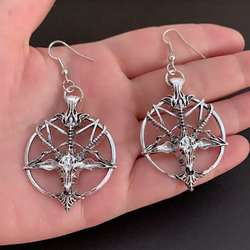 Gothic Baphomet Drop Earrings