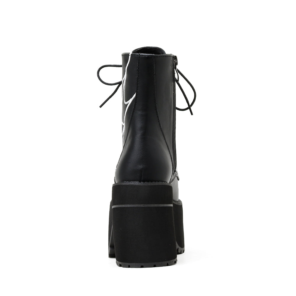 Gothic Spider Web Lace Up Platform Boots
