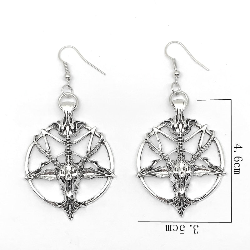 Gothic Baphomet Drop Earrings